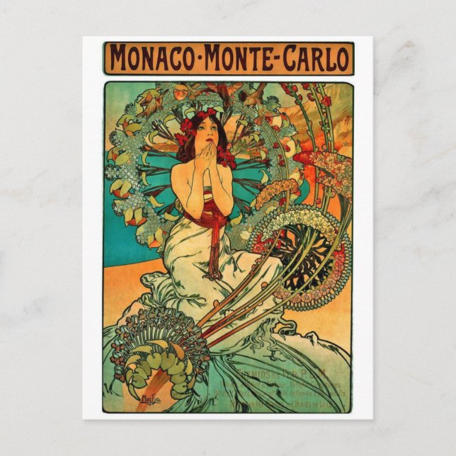 Cartão Postal Monaco Monte Carlo Art Nouveau (Frente)