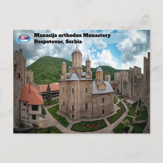 Cartão Postal MONASTÉRIOS SÉRVIOS - mosteiro de Manasija 2 (Frente)