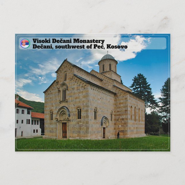Cartão Postal MONASTÉRIOS SÉRVIOS - Mosteiro de Visoki Dečani (Frente)