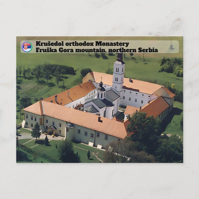 Cartão Postal MONASTÉRIOS SÉRVIOS - mosteiro ortodoxo de Krušedo (Frente)