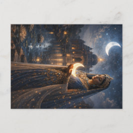 Cartão Postal Mondgöttin mit leuchtender Sichel