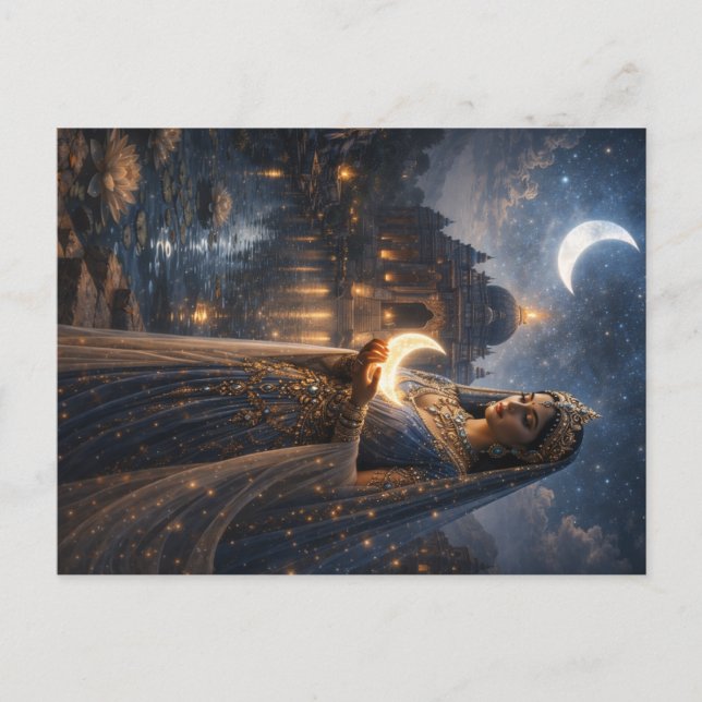 Cartão Postal Mondgöttin mit leuchtender Sichel (Frente)