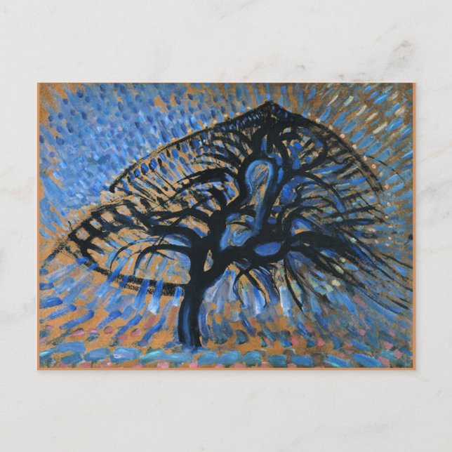 Cartão Postal Mondrian - Árvore Apple, versão pontilhista, (Frente)