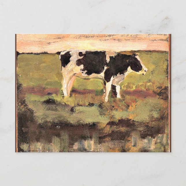 Cartão Postal Mondrian - Black and White Heifer, trabalho de art (Frente)