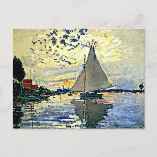 Cartão Postal Monet - Barco à vela em le Petit Gennevilliers (Frente)