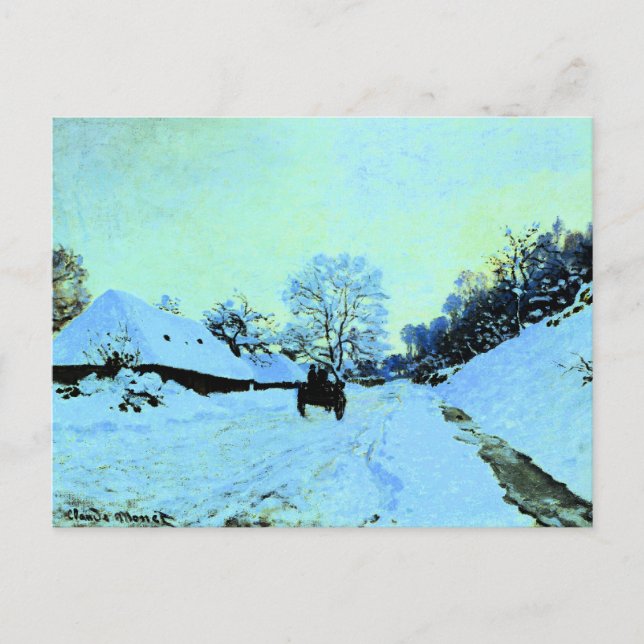 Cartão Postal Monet - Carrinho na Neve (Frente)
