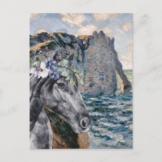 Cartão Postal Monet Cliff of Aval & Black Horse Compilation (Frente)