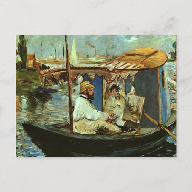 Cartão Postal Monet em seu Studio Boat (Frente)
