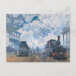 Cartão Postal Monet - Estação Santo-Lazare, Chegada do Comboio<br><div class="desc">Pintura de Claude Monet,  estação de Santo-Lázare,  chegada do comboio</div>