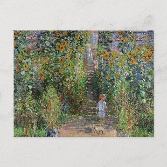 Cartão Postal Monet Garden Vetheuil Impressionim Pintura (Frente)
