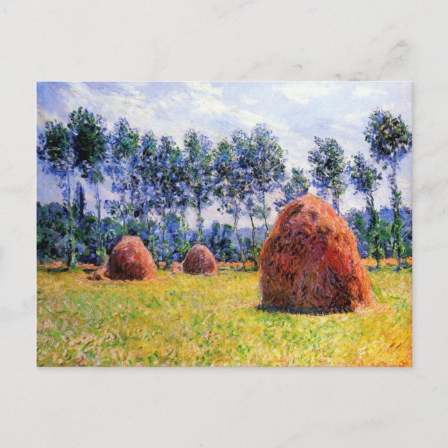 Cartão Postal Monet - Haystacks em Giverny, 1884 (Frente)