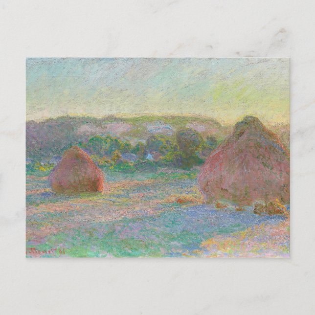 Cartão Postal Monet Impressionista Art Haystacks Fim do Verão (Frente)