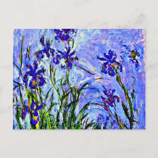 Cartão Postal Monet - Lilacs Irises, famosa pintura, (Frente)