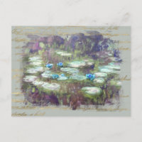 ** Monet Lily Pads Pond Escrito Dourado Antigo AR2