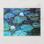 Cartão Postal Monet - Lírios de Água, Azul<br><div class="desc">Impressionismo de Claude Monet.</div>