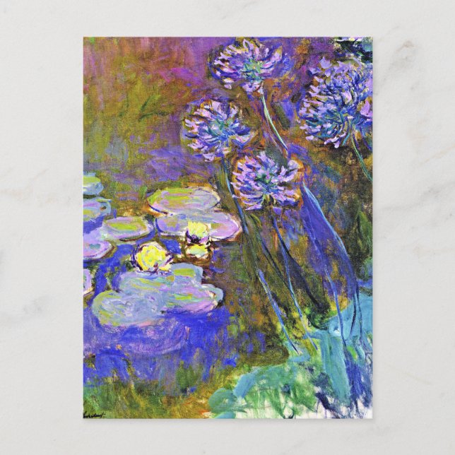 Cartão Postal Monet - Lírios de Água e Agapanthus (Frente)