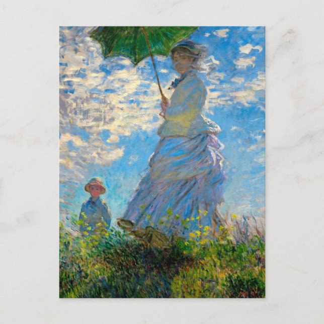 Cartão Postal Monet Mulher Guarda-Sol Impressionismo (Frente)