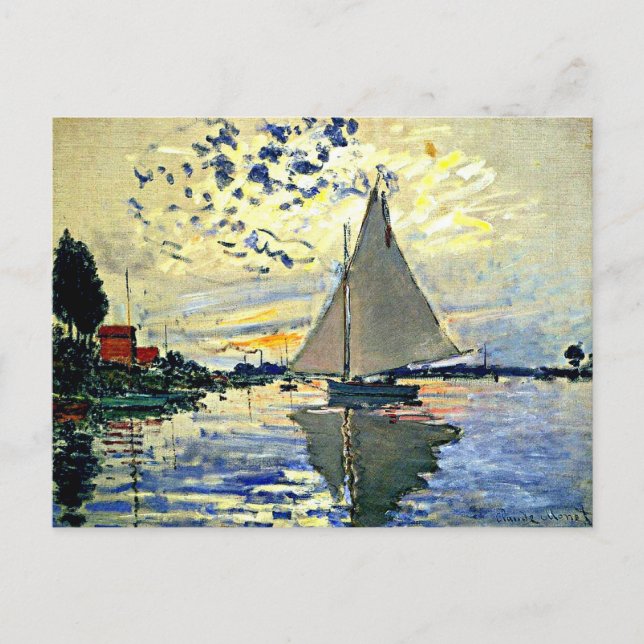 Cartão Postal Monet - Navio de vela na le Petit Gennevilliers (Frente)