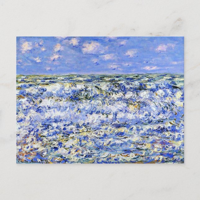 Cartão Postal Monet - Ondas quebrando, famosa trabalho de arte (Frente)