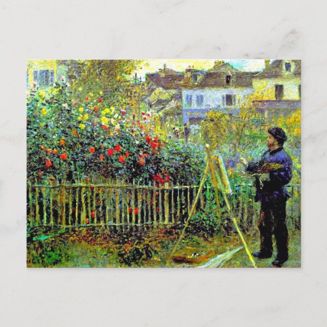Cartão Postal Monet Painting em seu Jardim (Frente)