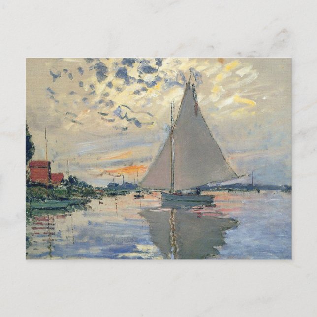 Cartão Postal Monet Sailboat French Impressionism Classic Art (Frente)
