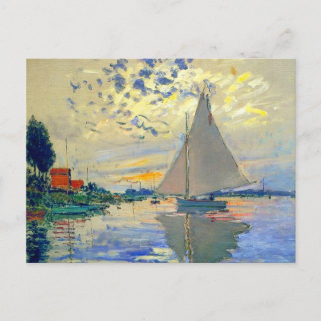 Cartão Postal Monet Sailboat no Le Petit-Gennevilliers (Frente)