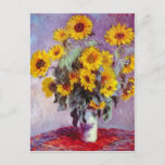 Cartão Postal Monet Sunflower<br><div class="desc">Arte de Claude Monet de Sunflower em um Vaso</div>