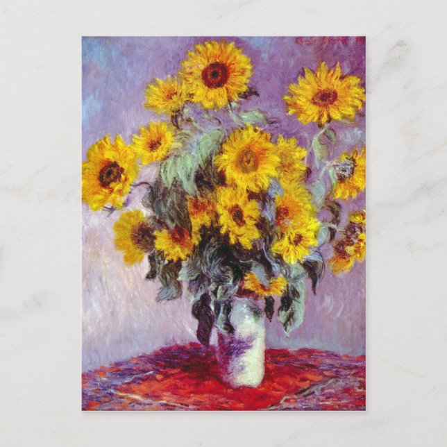 Cartão Postal Monet Sunflower (Frente)