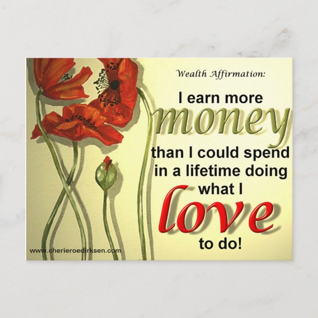 Cartão Postal Money Affirmation Postcard (Frente)