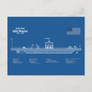 Cartão Postal Monitor USS - ABD de Planos de Impressão Blueprint