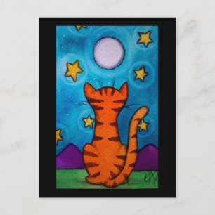 Cartão Postal Monitoramento de Gato de Lua Completa