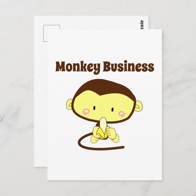 Cartão Postal Monkey Business Engraçado Cartoon Monkey Design (Frente/Verso)