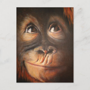 Cartão Postal Monkey Oil Painting Funny Face Kerra Lindsey