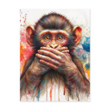 Monkey Watercolor Fala Sem Arte Mau