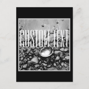 CARTÃO POSTAL MONOCHROME BEACH FOTO SHELL STONES SAND PERSONALIZ