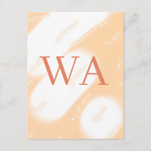 Cartão Postal Monograma branco laranja pastel rosa retro negrito