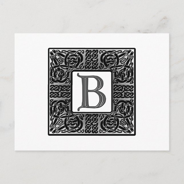 Cartão Postal Monograma Celular de Prata "B" (Frente)