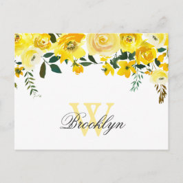 Cartão Postal Monograma de Agradecimento Floral em Aquarela Amar