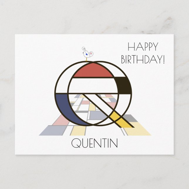 Cartão Postal Monograma de Estilo de Arte Moderna. Letra Q (Frente)