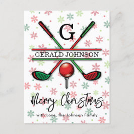 Cartão Postal Monograma de Golfe Design de Natal e Feriados