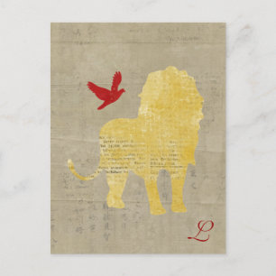 Cartão postal Monograma de Leão Dourado