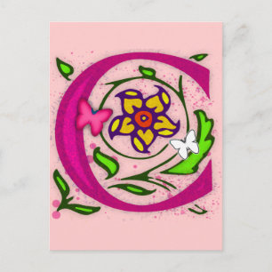 Cartão Postal Monograma de Letra C Decorativa