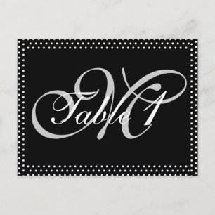 Cartão Postal Monograma de Prata no Número da Mesa Negra