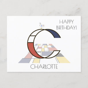Cartão Postal Monograma do Estilo de Arte Moderna. С Carta