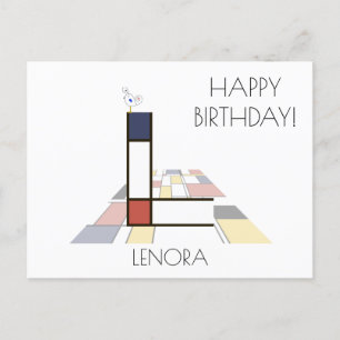 Cartão Postal Monograma do Estilo de Arte Moderna. Letra L