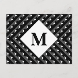 Cartão Postal Monograma do padrão preto e branco