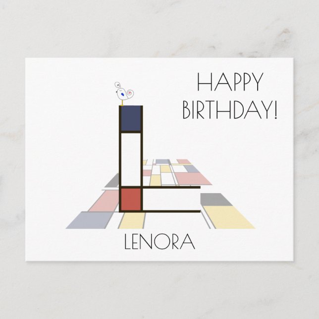 Cartão Postal Monograma em estilo de arte moderno. Letra L (Frente)