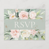 Monograma Floral Cor Verde Verde Rosa RSVP