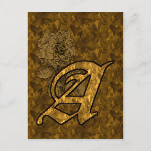 Cartão Postal Monograma Inicial Um Cartão-Postal Dourado