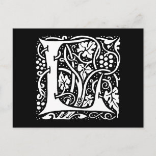 Cartão Postal Monograma L Art Nouveau Vintage